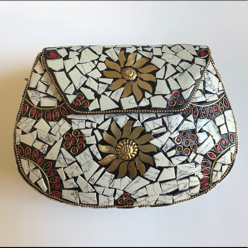 Metal Purse White Mosaic